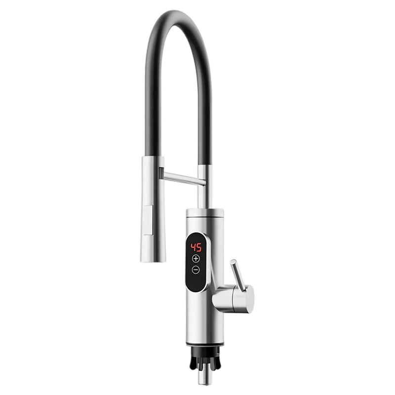 Electric Water Heater 220V Kitchen Faucet Tankless Instant Heating Water Tap Flowing Heated Mixer Digital Display For Under Sink