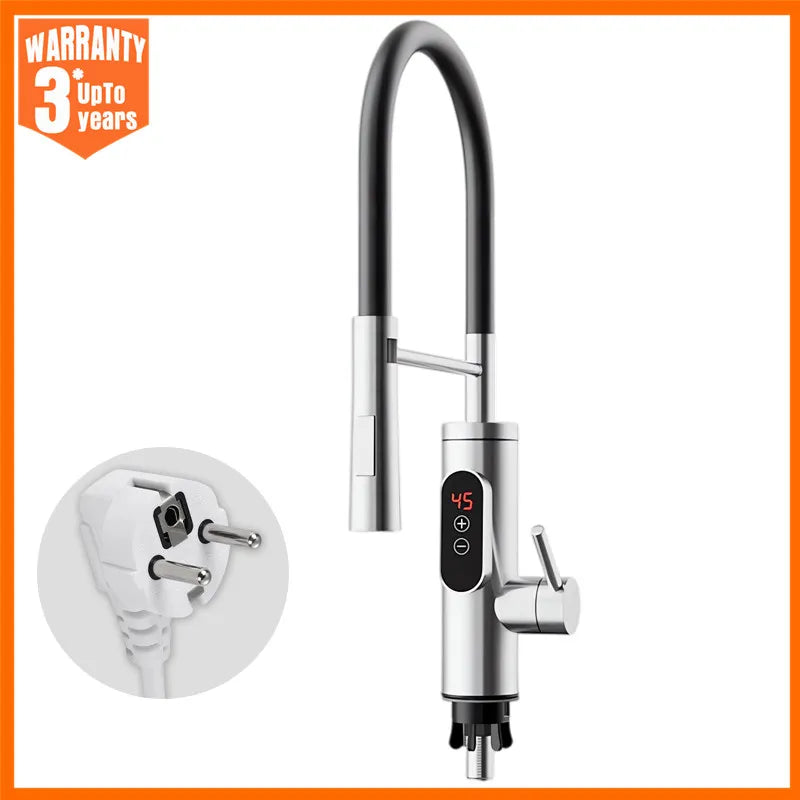 Electric Water Heater 220V Kitchen Faucet Tankless Instant Heating Water Tap Flowing Heated Mixer Digital Display For Under Sink